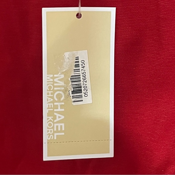 NWT Michael Kors Red/Black Colorblock Gold Studded Lined Sheath Dress Size 8 - Picture 5 of 12